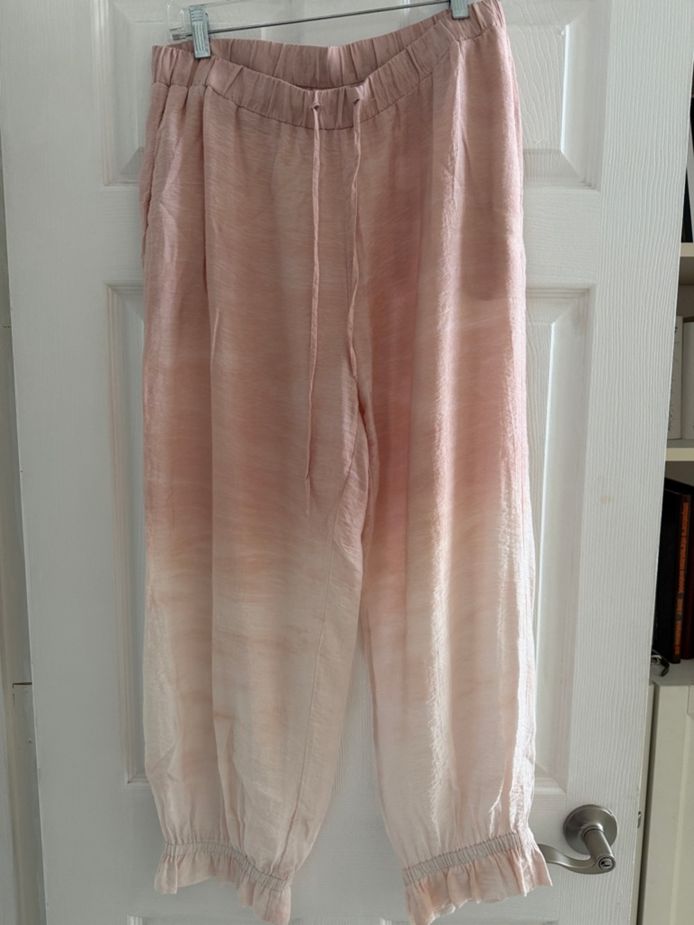 LACAUSA Blush Pink Elastic Drawstring Pants sz M